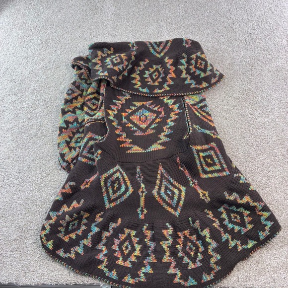 John Paul Richard Women L Brown Aztec‎ Southwestern Open Front Knit Vest Boho - Picture 7 of 7